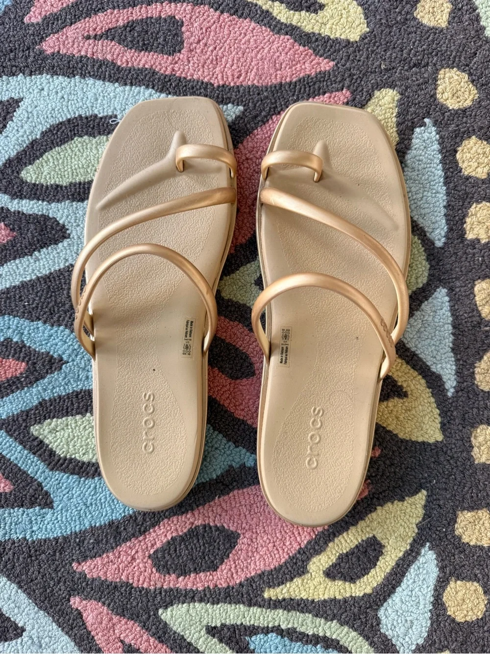 CROCS Women’s Metallic Gold Strappy Sandals